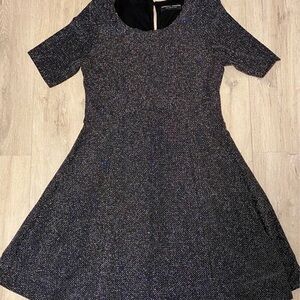 Chic Black Tweed Mini Dress